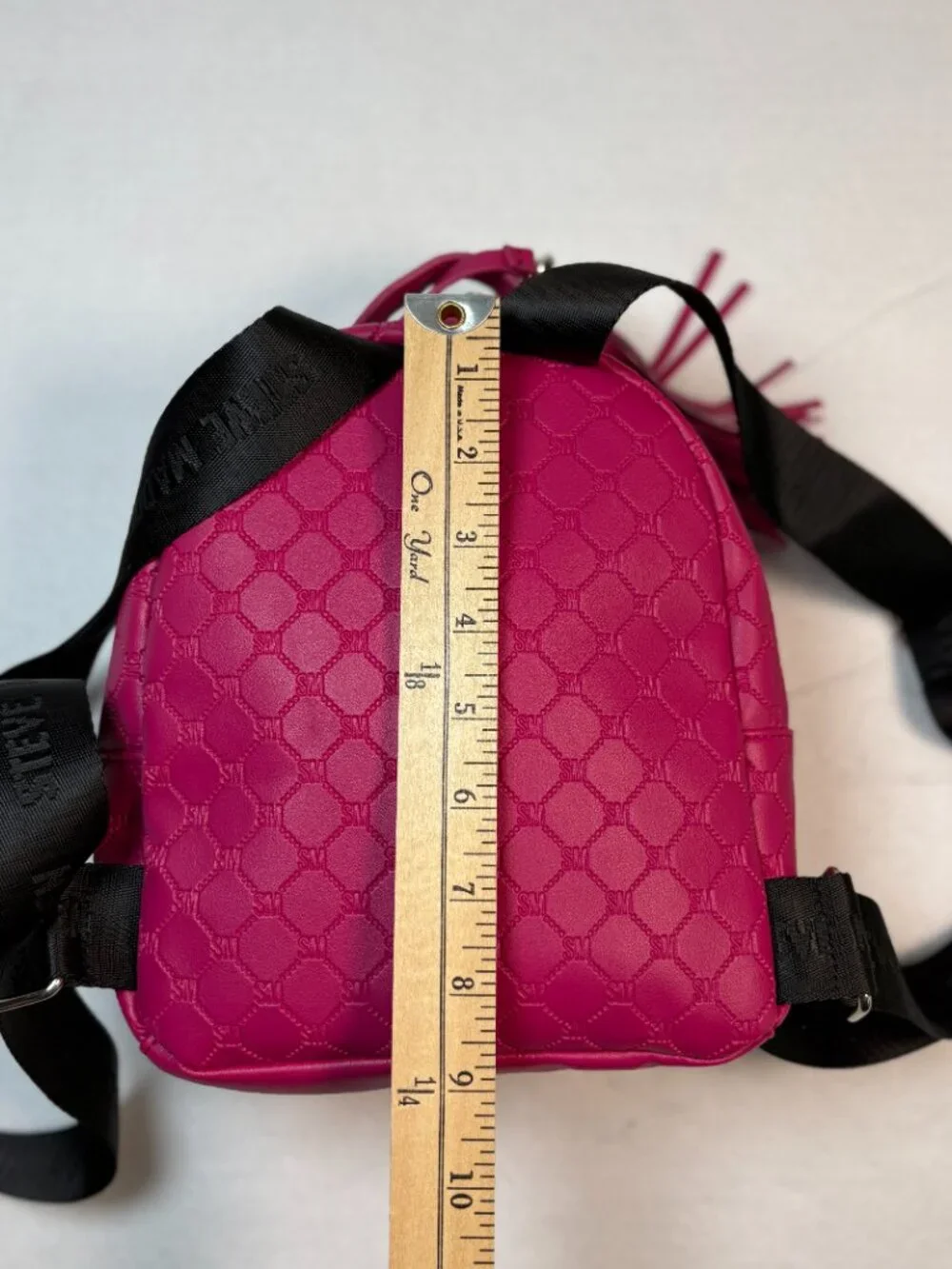 Steve Madden Fuchsia Pink Mini Backpack Quilted Logo Tassel Barbiecore Y2K Chic